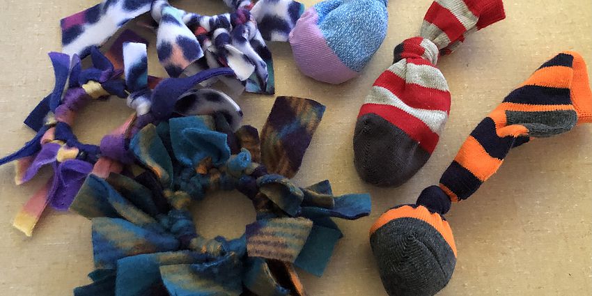 Assorted handmade cat toys