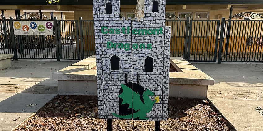 community library in the shape of a castle