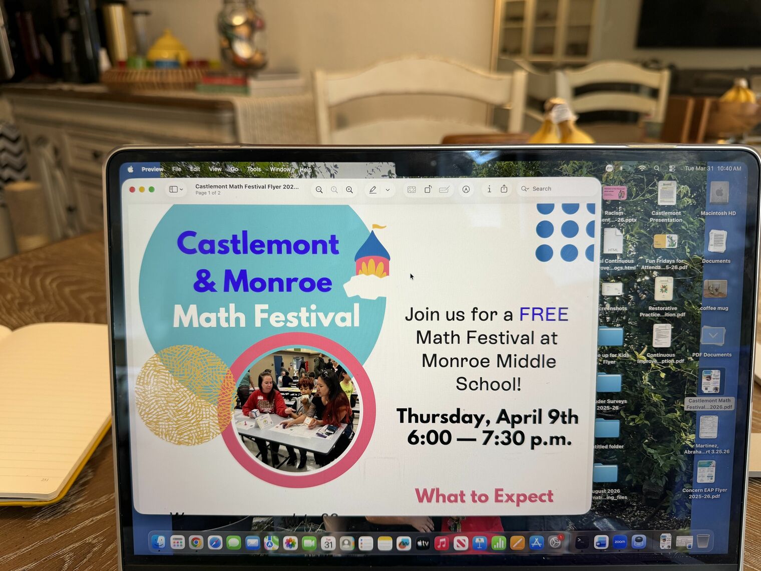 text that says Castlemont and Monroe Math Festival