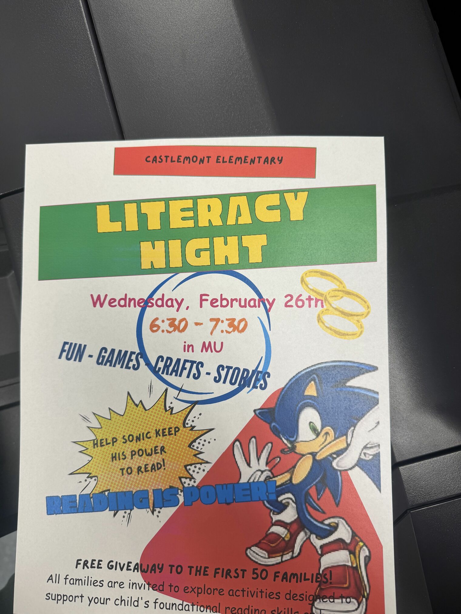 Literacy Night Sign