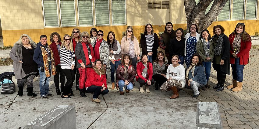 Castlemont teachers posing for animal print day.