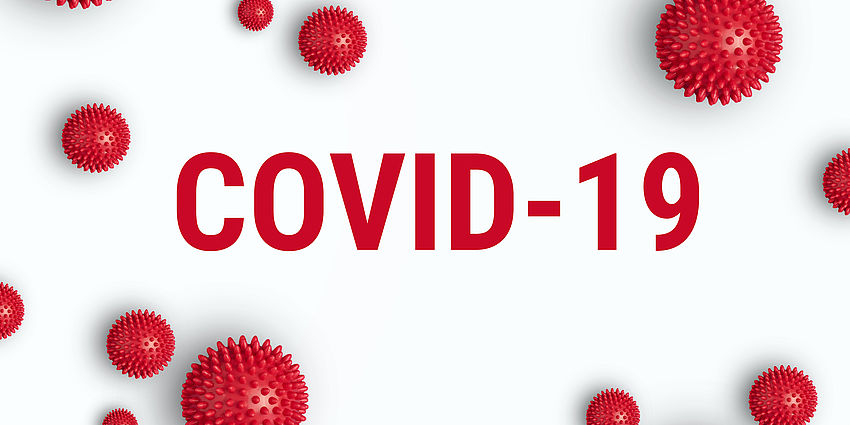 red letters say covid 19
