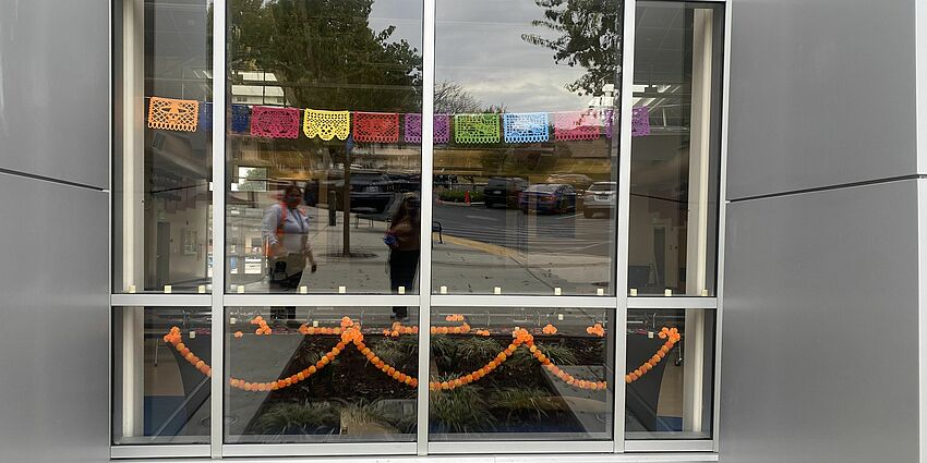 A window with an ofrenda in the middle