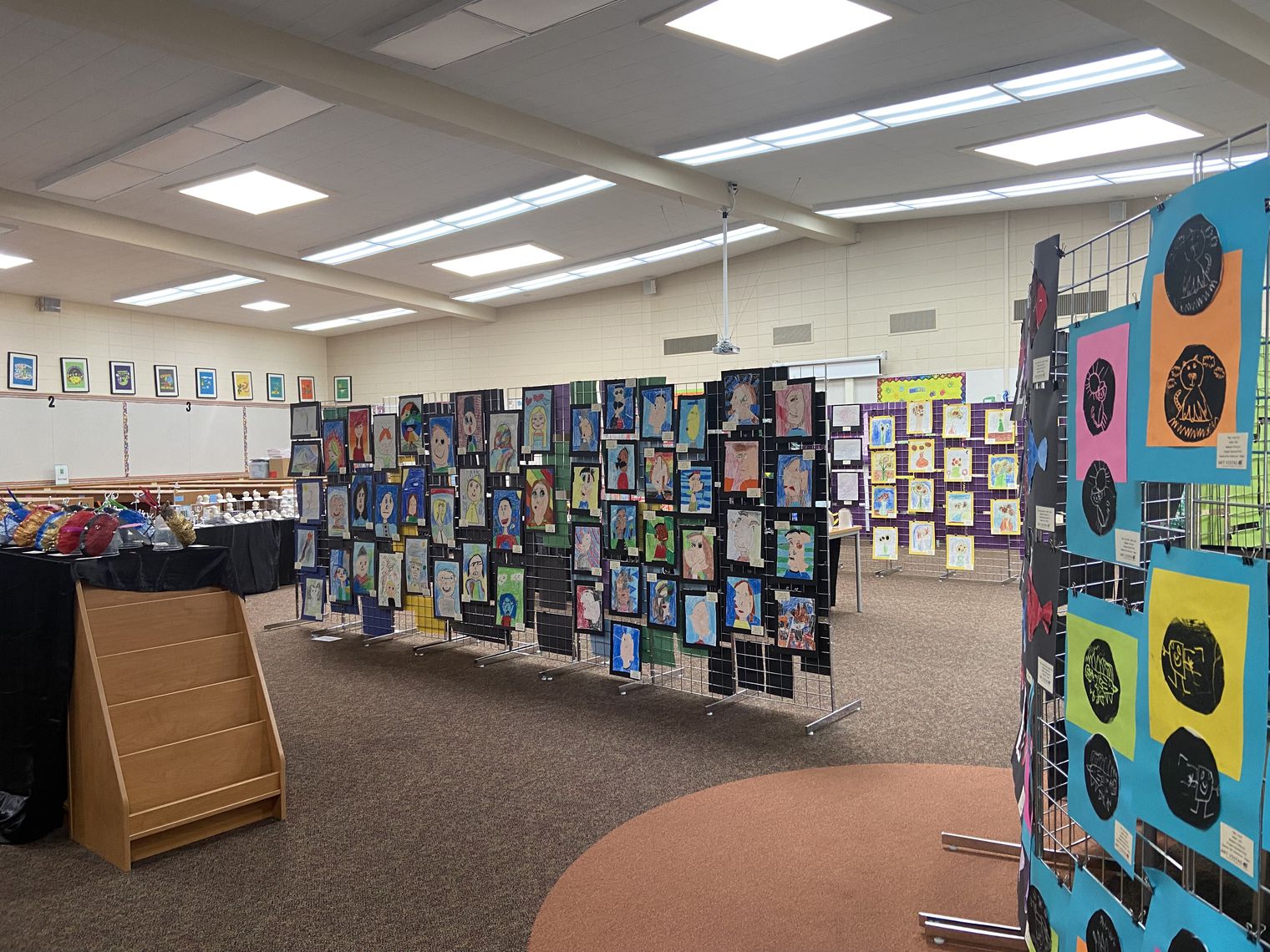 Student art in the school library