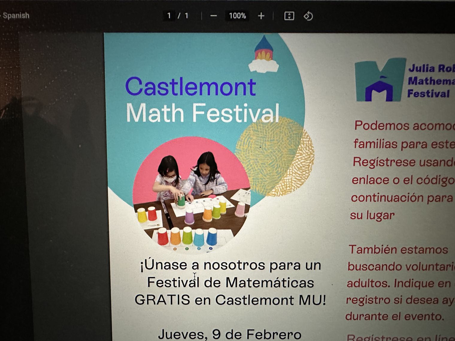 Colorful banner that reads "Castlemont Math Festival"