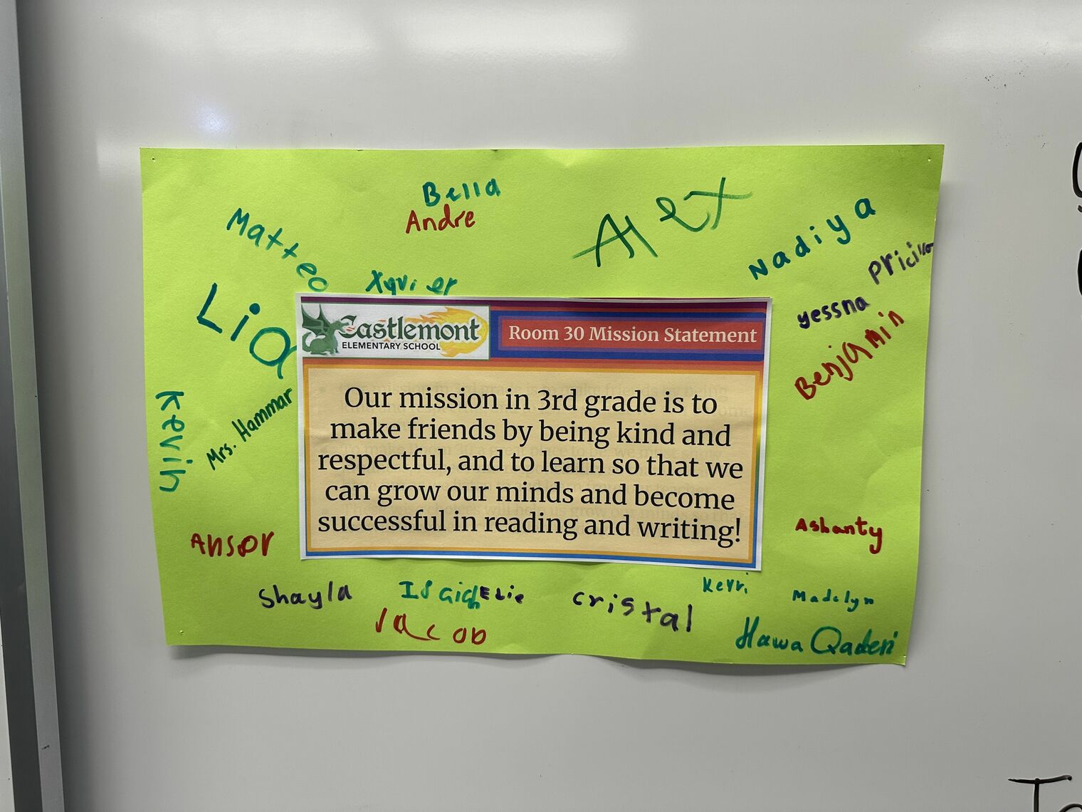 Text of a classroom mission statement
