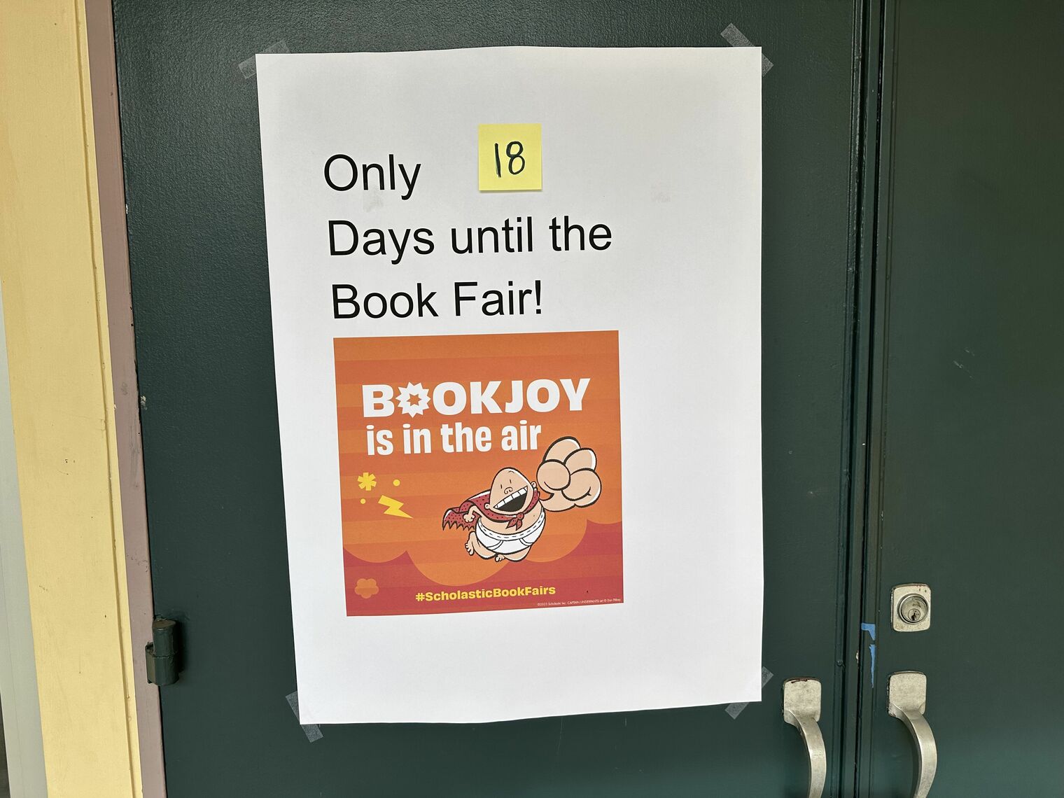 Book Fair sign with countdown to event