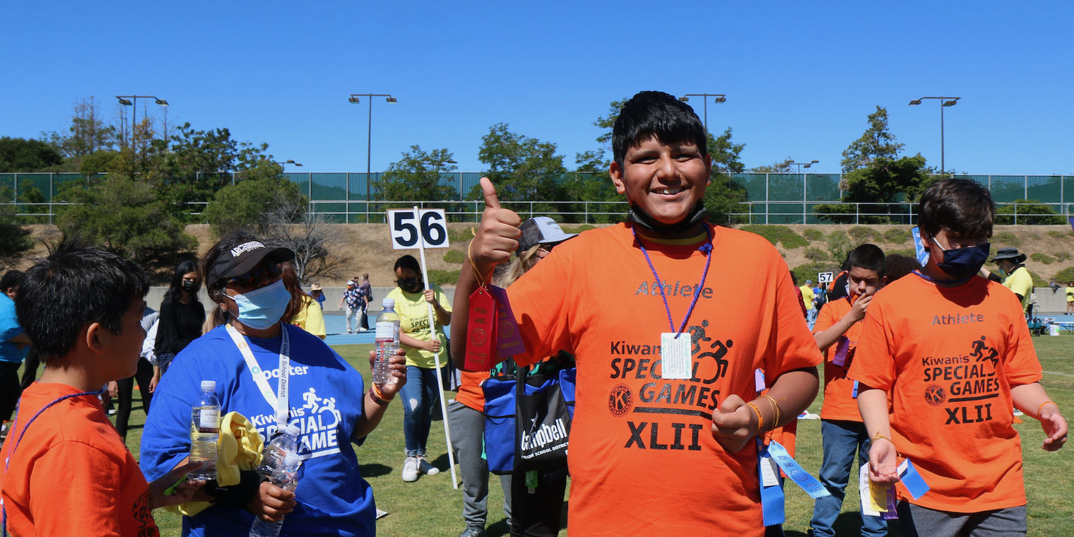 student athlete celebrates accomplishment at special games