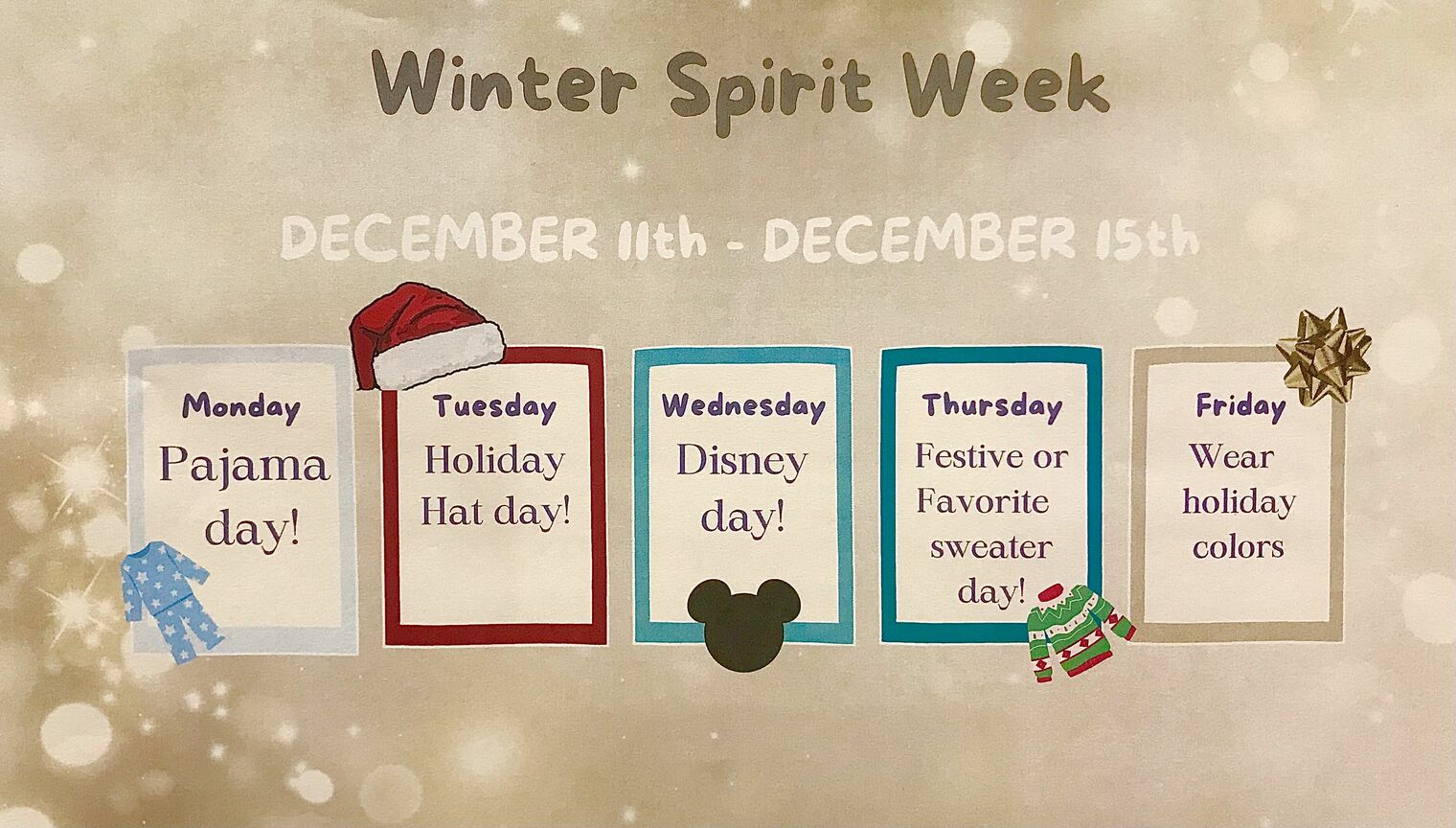 Spirit Week daily List